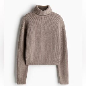 H&M rib knit wool blend turtleneck brown sweater